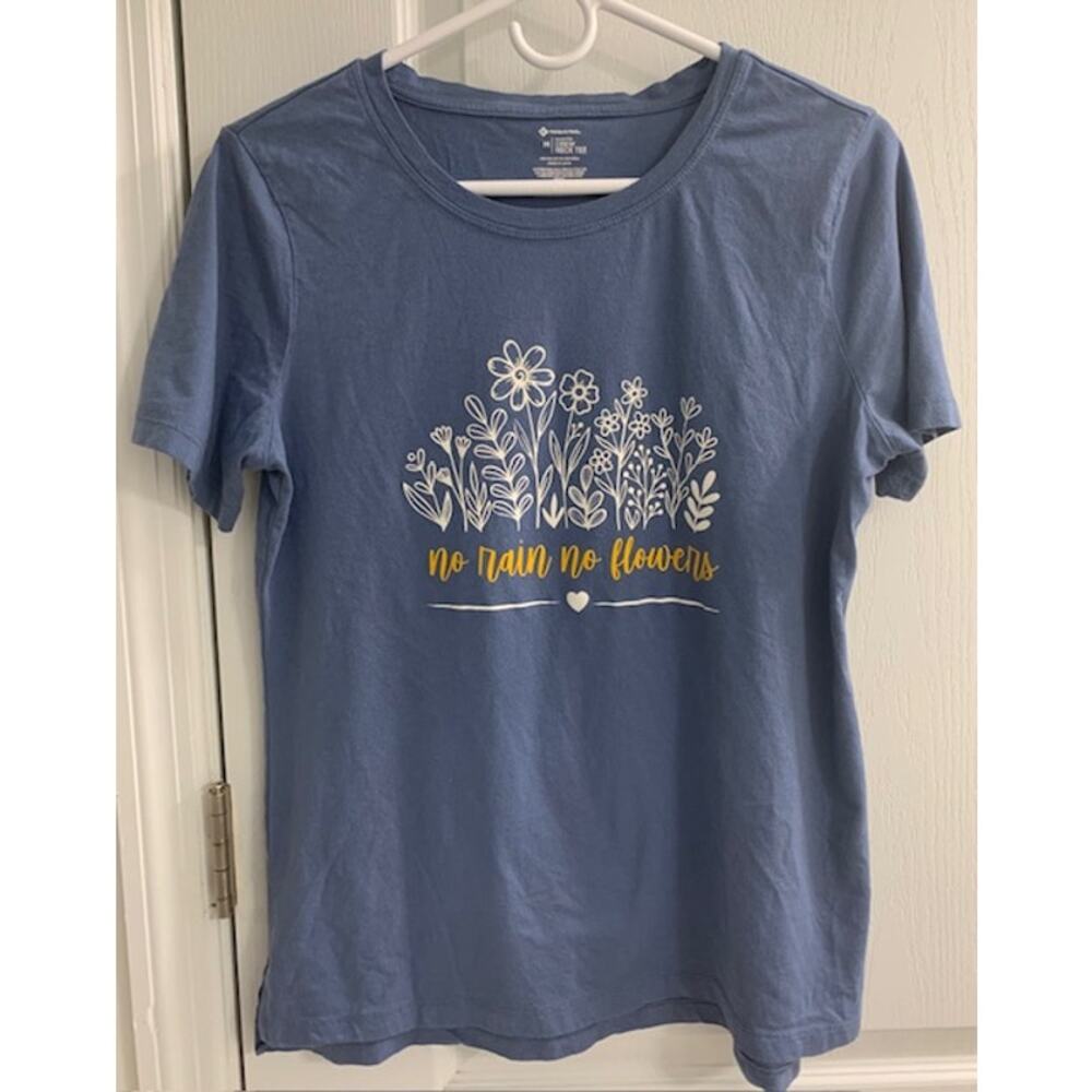 Member's Mark Women's Crew Neck Tee "No Rain No Flowers" - Size Medium